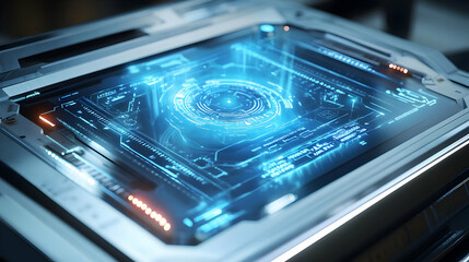 Obraz premium Futuristic 3D Holographic HIV Testing Kiosk: Macro Shot of Non-Invasive Technology Interface on Isolated White Background