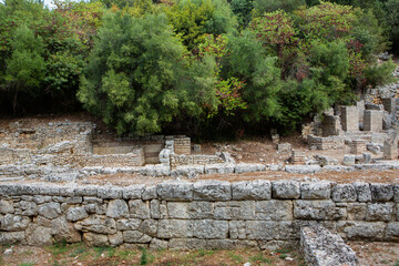 Ancient Roman city ruins in town of Butrint, Albania. This Archeological site is World Heritage Site by UNESCO. Traveling in Albania, Europe.