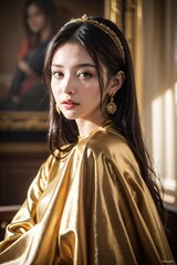 woman, beauty, fashion, model, gold dress