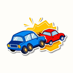 Sticker design with wrecked cars vector on a isolated white background (28)