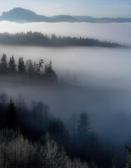 Fototapeta premium Misty morning in the forest