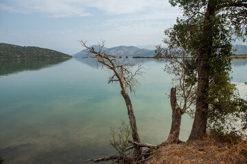 Ancient Roman city ruins in town of Butrint, Albania. This Archeological site is World Heritage Site by UNESCO. Traveling in Albania, Europe.