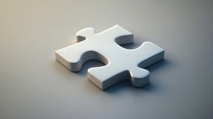 Fototapeta premium A broken puzzle piece icon symbol for depression, placed on a simple white background with subtle shadows. Focus on the puzzle piece. No people.
