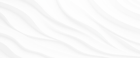 Obraz premium white wave curve lines banner background design. White wave modern abstract background. Luxury horizontal white background for business banner, poster, backdrop, voucher, invite. Vector illustration