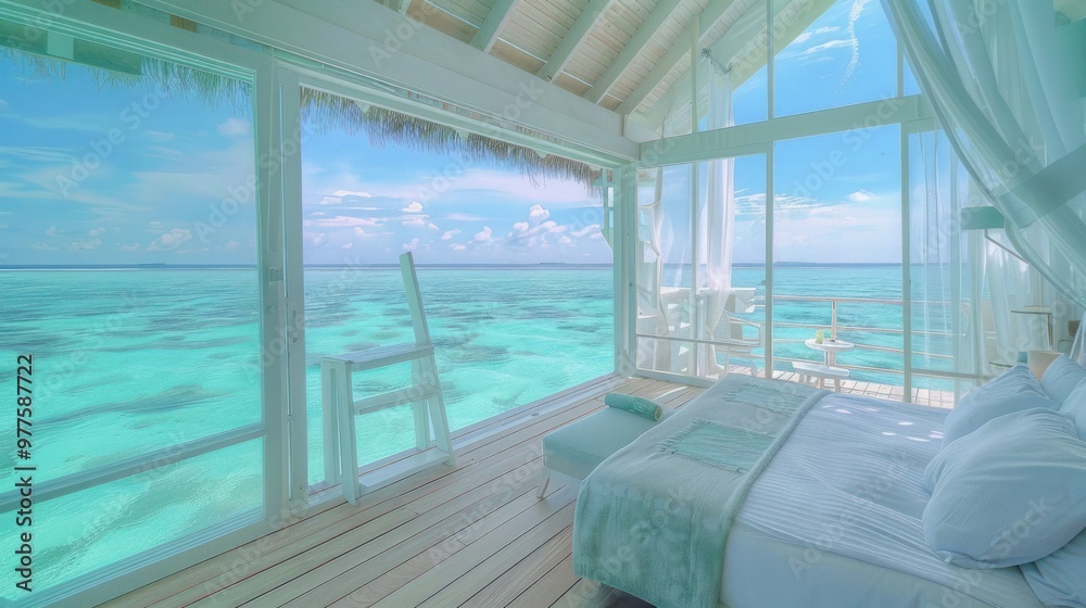 Sticker overwater bungalow with breathtaking ocean view