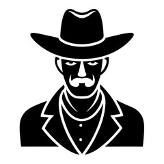 Fototapeta premium Cowboy vector illustration: cartoon, clipart, line art design with a western theme.