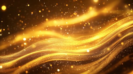 A vibrant gold waves background with sparkling light accents and a smooth, flowing texture.