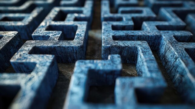 Optimization algorithm symbolized by maze and puzzle motifs