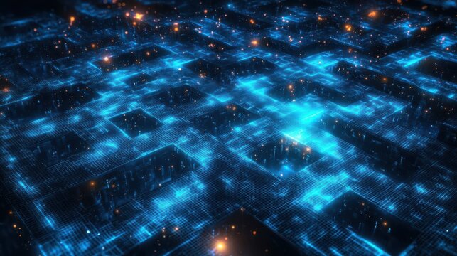 Optimization algorithm symbolized by maze and puzzle motifs