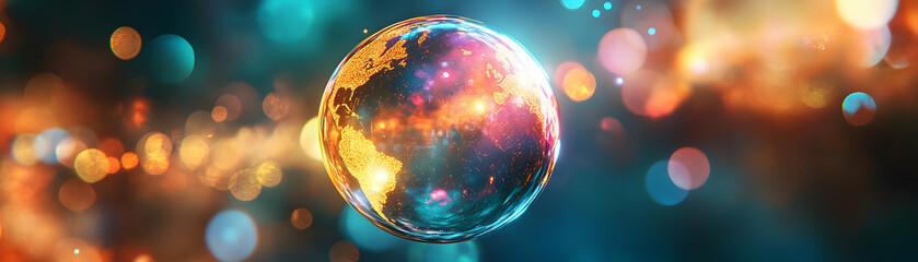 Holographic Globe Frame Concept for World AIDS Day: Emphasizing Global Awareness with Ample Copy Space for Meaningful Messages
