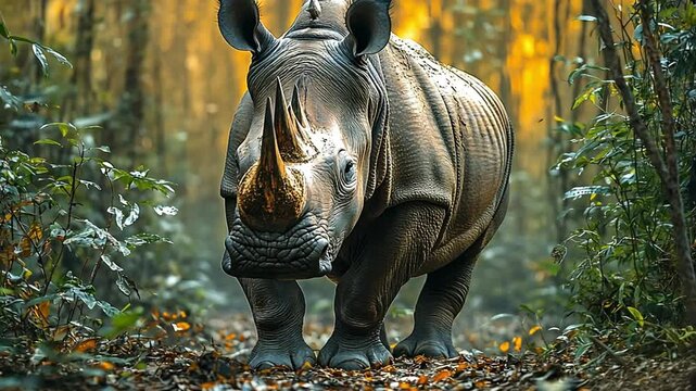 a rhino in the jungle footage