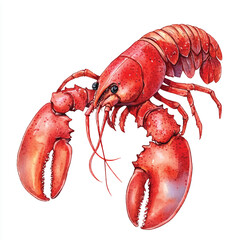 Lobster watercolor clipart illustration isolated