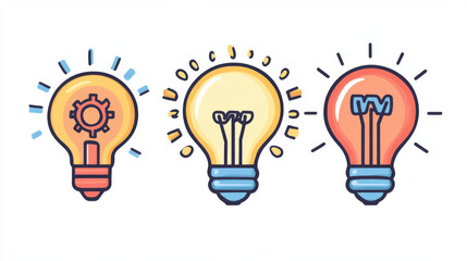 A lightbulb icon represents a new idea. It symbolizes inspiration, creativity, and innovation. This set also includes a gear, representing problem-solving and solutions.
