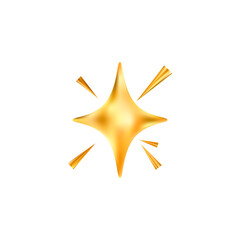 Gold star emoji icon. Glittering sparkle magic element.