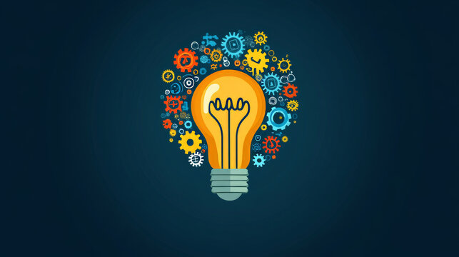 A lightbulb icon represents a new idea. It symbolizes inspiration, creativity, and innovation. This set also includes a gear, representing problem-solving and solutions.