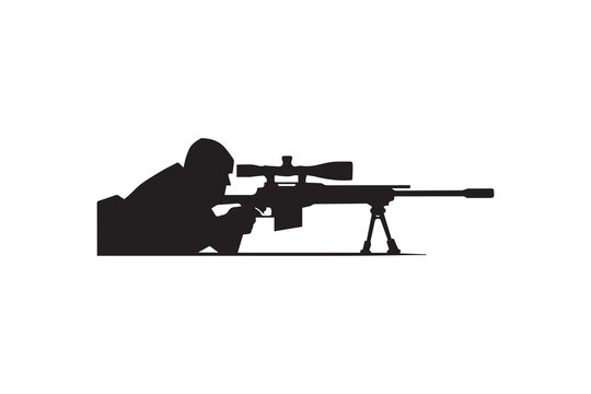 black sniper aiming rifle, silhouette clip art preview