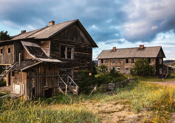 Abandoned Wooden Houses in Small Village Teriberka, Russia