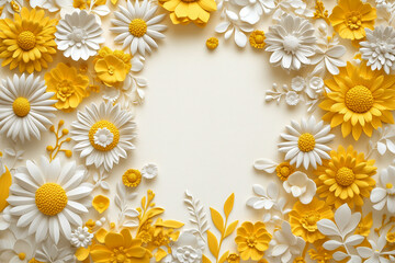 Obraz premium Pattern of 3D wildflowers