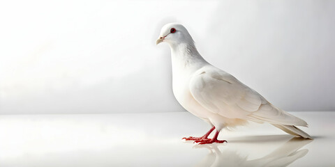 Obraz premium Minimalist Flat Light Grey Background with Dove Outline - Ideal for Peace Messages and Human Rights Day Campaigns