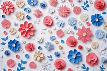 Fototapeta premium Pattern of 3D wildflowers