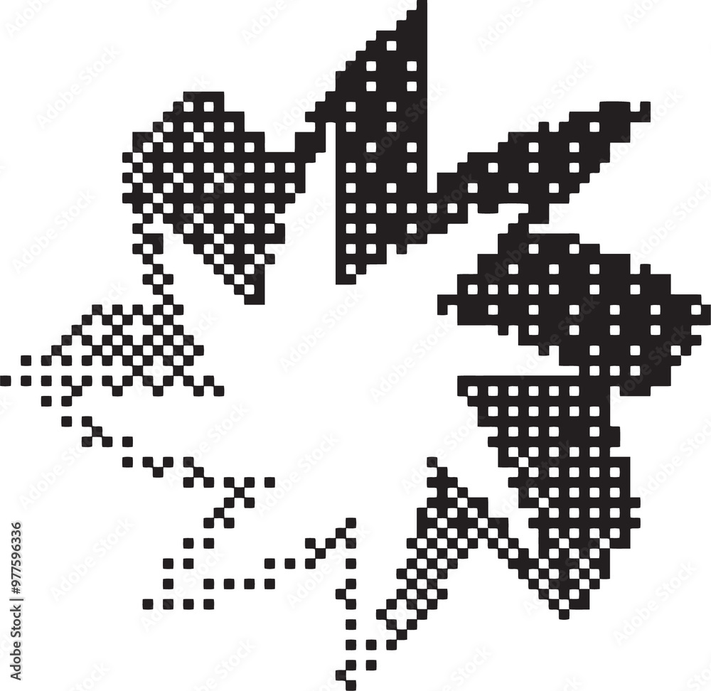 Poster Bitmap pixel arcade game effect. Circle frame with bit pattern texture. Round y2k halftone element. Aesthetic dither gradient. 2000s noisy illustration
