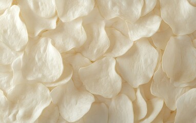 Close-up of crispy, white potato chips. Perfect for a snack or a side dish.