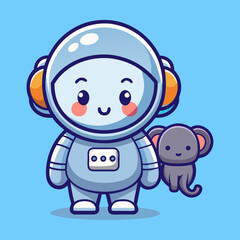 Download Cute Astronaut With Elephant Cartoon Vector  Eps File For Design.