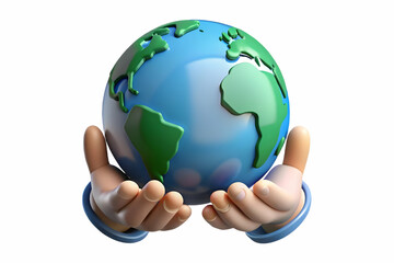 3D Floating Globe Supported by Hands Symbolizing Global Responsibility for Human Rights Day - Unity and Justice in Focus