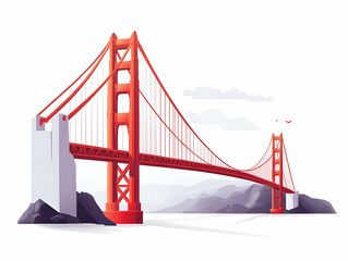 Flat Abstract Digital Art of a Red Bridge Spanning a Gap, Shaped Like an AIDS Ribbon � Modern Vector Illustration for Business