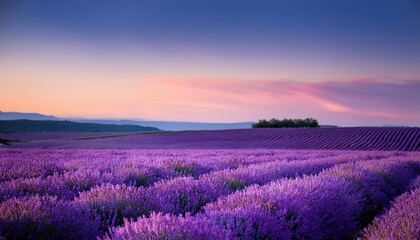Purple lavender field at sunset