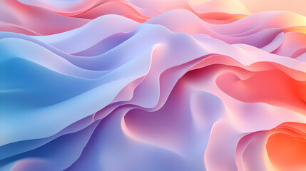 Obraz premium 3D Soft Abstract Waves Background for 2025 Calendar Design - Pastel Colors Evoking Calm and Creativity