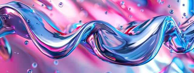 Fototapeta premium 3d abstract background, iridescent design, liquid petrol surface.