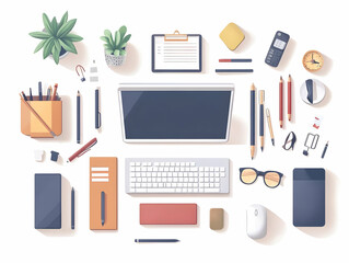 Flat Candid Creative Workspace Concept: Inspiring Photograph of a 2025 Calendar Surrounded by Art Supplies & Motivational Quotes, Showcasing Creativity & Planning