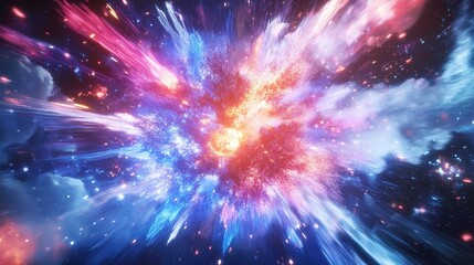 Obraz premium A vibrant explosion of colors and light in a cosmic setting representing the beauty of nebulas in deep space