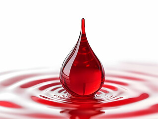 Obraz premium Flat Abstract Red Droplet Concept: Close-Up of Water Droplet Forming AIDS Ribbon Shape with Soft Ripples - Vector Illustration for Smart Business Use