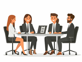 Flat Candid Team Meeting Concept: Smart Business Illustration of Collaboration and 2025 Goal Planning with Calendars