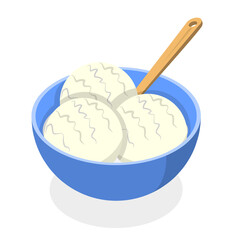 3D Isometric Flat  Set of Ice Creams. Item 5