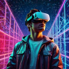 Student Engineer Wearing Virtual Reality Headset Holding Joysticks and Controlling Bionic Limb While Actions Displayed on Screen. Modern Equipment and Computer Science Education in University Concept.