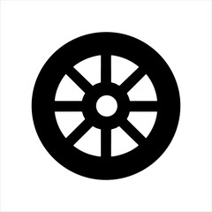 Obraz premium Old cart wheel silhouette vector illustration design on white background.