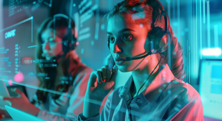Efficient call center agents work diligently, providing support and solutions while using advanced technology. Their focus and dedication are essential for customer satisfaction