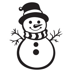 Winter Snowman with Hat Cartoon for Christmas Artwork