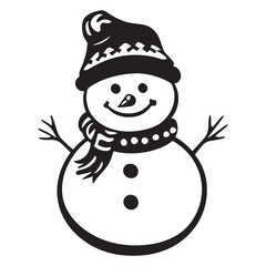 Winter Snowman with Hat Cartoon for Christmas Artwork