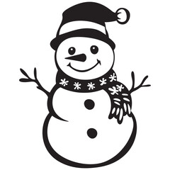 Winter Snowman with Hat Cartoon for Christmas Artwork