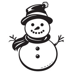 Winter Snowman with Hat Cartoon for Christmas Artwork