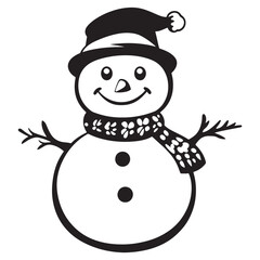 Winter Snowman with Hat Cartoon for Christmas Artwork