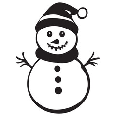 Winter Snowman with Hat Cartoon for Christmas Artwork