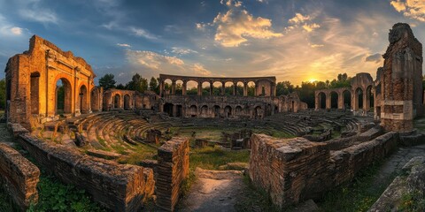 Fototapeta premium Roman amphitheater in ruins 