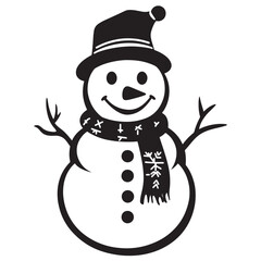 Winter Snowman with Hat Cartoon for Christmas Artwork