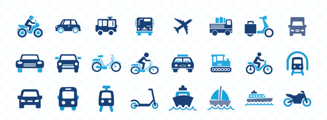 Transport icon set. Collection of vehicle vector symbol.