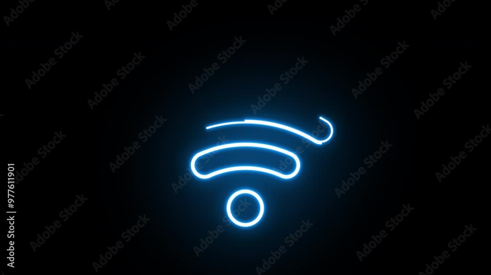 Poster wifi signal icon animation in neon style. wifi signal icon. web network connect logo sign. retro sig